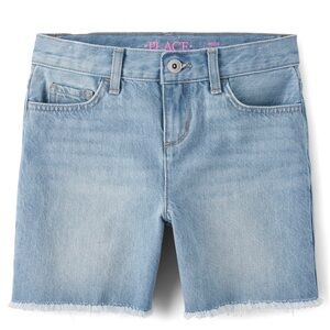 Girls Straight Denim Midi Shorts - Peony Wash